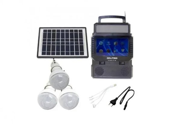 Портативна сонячна станція gdLite GD-8086 / сонячна панель з міні телевізором повір банк