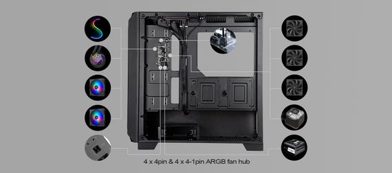 Корпус SilverStone Fara FA312Z-BG без БП 2xUSB3.0 2x140мм ARGB VGA 365мм LCS ready TG Side Panel mATX чёрный SST-FA312Z-BG | Зображення 2
