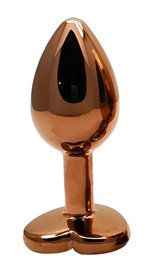 Анальна пробка EGZO Dark Gold Heart Plug S, сталева з кристалом, 7,1 см Sex Aura | Зображення 2