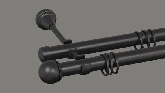 Карниз для штор дворядний металевий 19 мм, Тоді (колір Маренго) 300 см