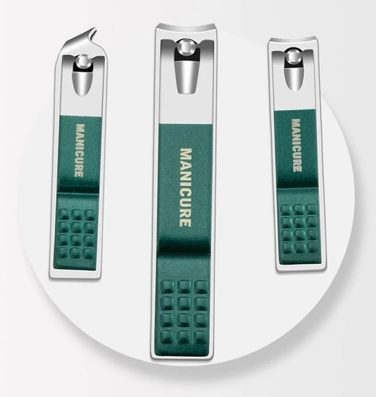 Зеленый маникюрный набор из 9 предметов с кожаным чехлом, из нержавеющей стали | Зображення 4