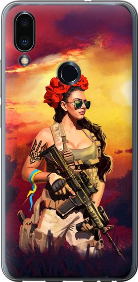 Чехол на Meizu Note 9 Украинка с оружием "5316u-1689-17620"
