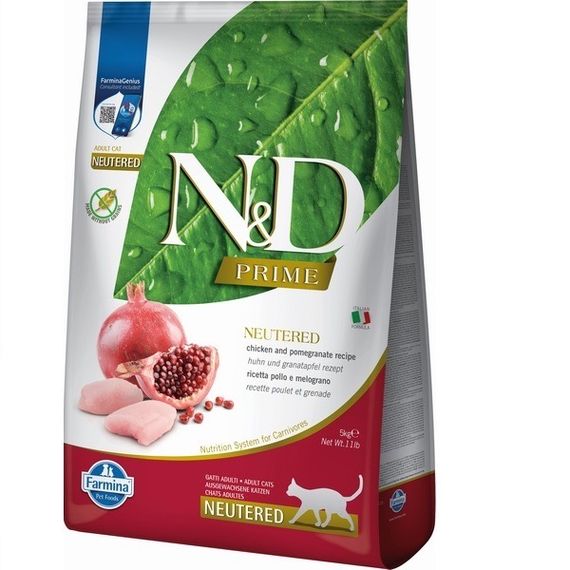 Сухий корм з куркою для стерилізованих котів Farmina N&D Prime Chicken & Pomegranate Neutered Adult, 5 кг