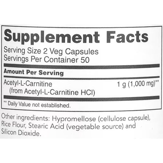 Комплекс Ацетил/Карнитин Protocol for Life Balance Acetyl L-Carnitine 500 mg 100 Veg Caps | Зображення 1