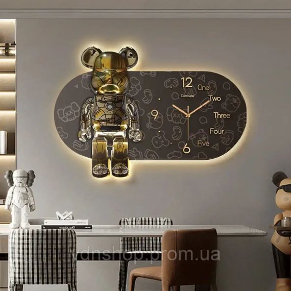 Годинники настінні овальні "Ведмедик" з LED підсвічуванням (NCH-40-60) | Зображення 4
