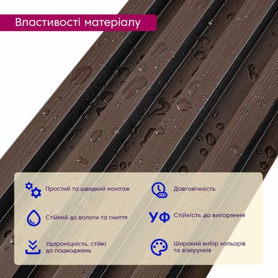 Рейка декоративна WPC стінова 3000х160х23мм Горіх SW-00001535 | Зображення 3