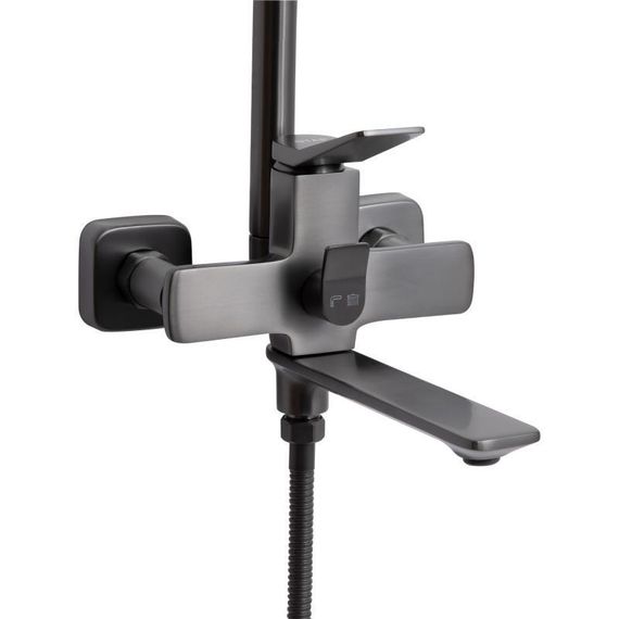 Душевая система универсальная Qtap Presto на три потребителя (с изливом) QTPRE111GRP45585 Graphite | Зображення 2