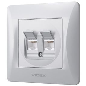 Подвійна комп'ютерна розетка CAT6 VIDEX BINERA VF-BNSK2PC6-SS срібляста