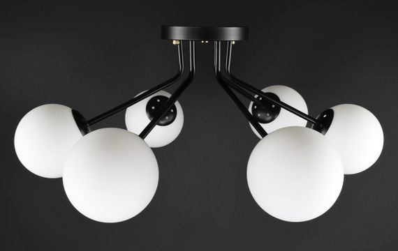 Люстра стельова на 6 лампочок 27448 Чорний 33х75х75 см. | Зображення 2