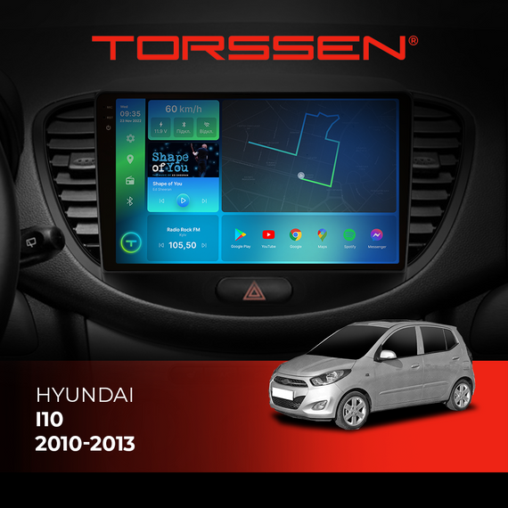Штатна магнітола Torssen 2K DTS Hyundai I10 2010-2013 F9432 4G Carplay DSP