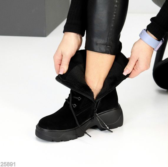 Черные зимние высокие замшевые ботинки берцы доступная цена | Зображення 5