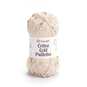 Yarnart COTTON GOLD PAILLETTES № 7104 бежевий Котон Голд Пайетка Пряжа бавовна з паєткою, нитки для в'язання