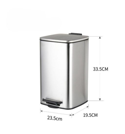 Відро для сміття Zerix Kubix-TC0108 SS Color з плавним закриттям, квадратне, 8 л, нержавійка (ZX5891) | Зображення 1