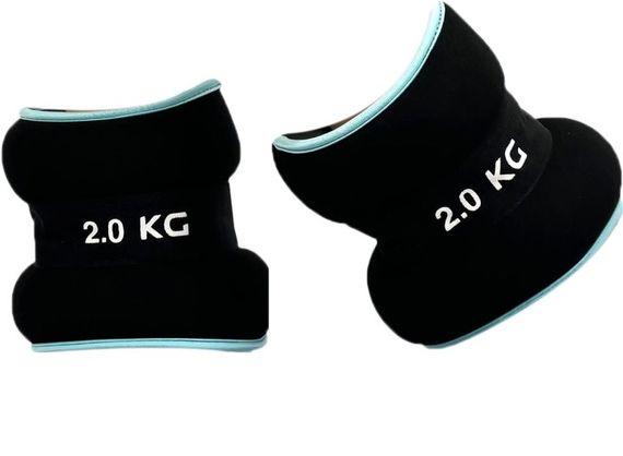 Обтяжувачі EasyFit 2 х 2 кг для ніг та рук Чорні з блакитним (EF-1020-BE)