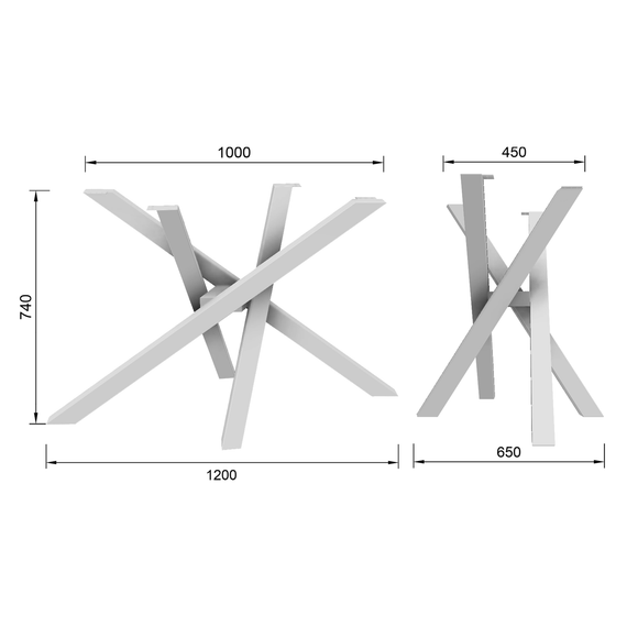 Каркас для стола из металла 1200×650mm, H=740mm Золото | Зображення 4