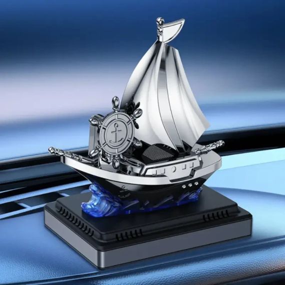 Автоароматизатор Кораблик Vert-16 для автомобіля на сонячній панелі з ароматизатором і обертанням штурвала | Зображення 3