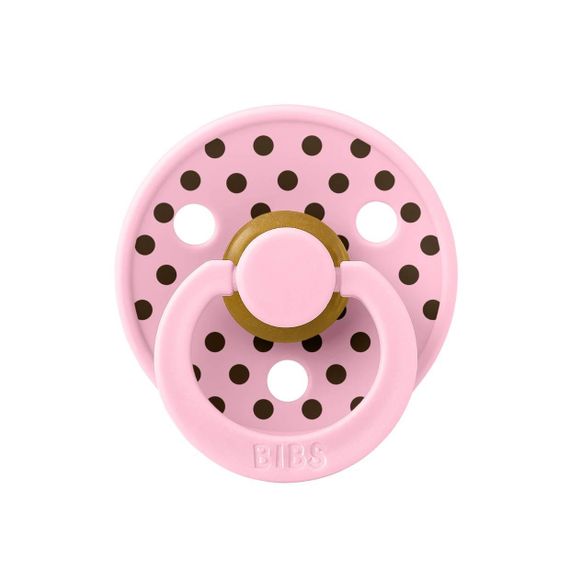 Соска пустушка BIBS Polka Colour Latex кругла 6-18 міс Baby Pink Mocha