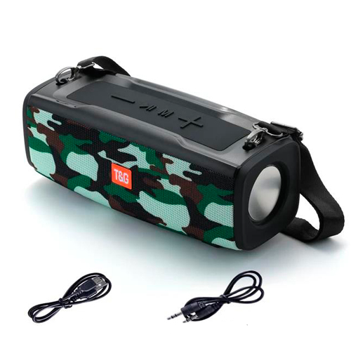 Портативная Bluetooth колонка TG624 с RGB подсветкой и функцией громкой связи, радио, камуфляж