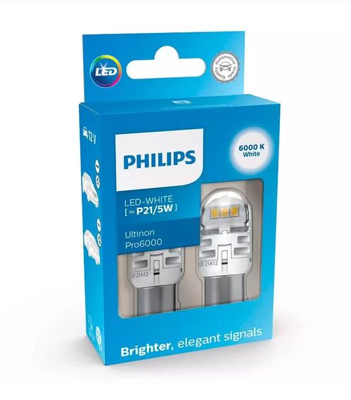 Комплект светодиодных ламп Philips 11499CU60X2 P21/5W LED Ultinon Pro6000 SI 12V BAY15d WHITE | Зображення 2