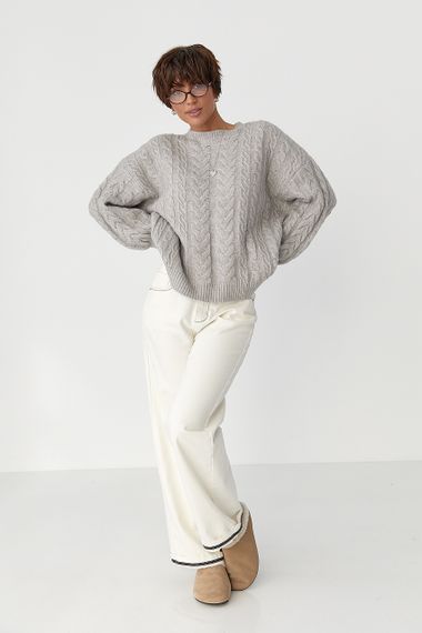 Вовняний джемпер вільного крою - сірий цвет, ONE SIZE (є розміри) | Зображення 1