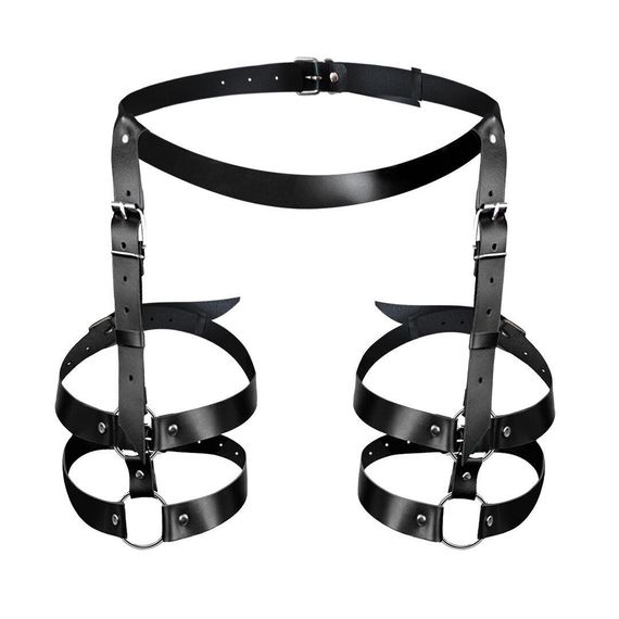 Шкіряні гартери Art of Sex - Melani Leather garters, Чорні L-2XL Sex Aura