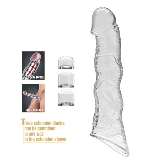 Подовжуюча насадка на член - Pretty Love Extension Penis Sleeve Clear, 28 см | Зображення 2