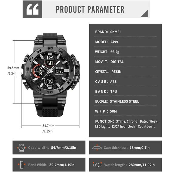 Армійські електронні годинники, Військові годинники з підсвічуванням Протиударні BZ-74 | Зображення 6