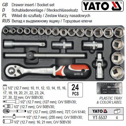 Вклад полка вкладыш инструментального шкафа головки 1/2" YATO YT-5537
