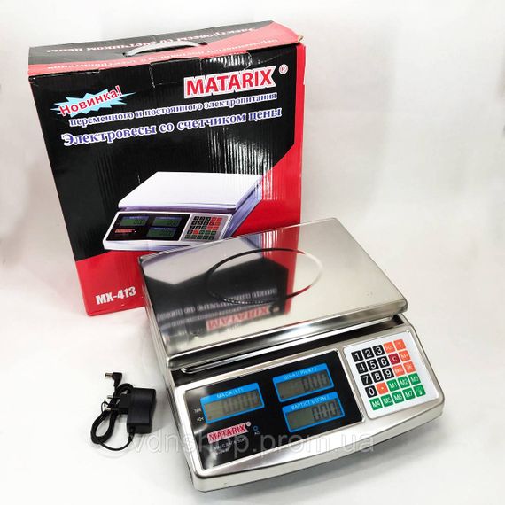 Ваги електронні торгові дисплей, Якісні торгові ваги 50 кг для зважування продуктів MX-51 | Зображення 3