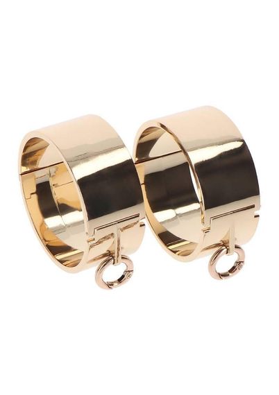 Наручники БДСМ кайданки для фіксації рук TABOOM Slave Wrist Cuffs — металеві, золотисті, аксесуар для пар | Зображення 7