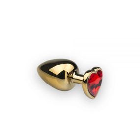 Красивий Анальна пробка Gold Heart Ruby з кристалом у формі серця M Sex Aura