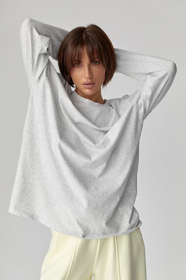 Однотонний базовий лонг oversize - світло-сірий цвет, ONE SIZE (є розміри) | Зображення 4
