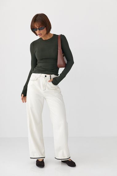 Однотонний еластичний лонг - хакі цвет, S (є розміри) | Зображення 2