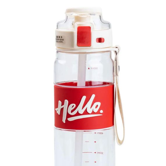 Бутылка для воды 860 мл тритан с ремешком и ручкой Красная HP17303R | Зображення 3