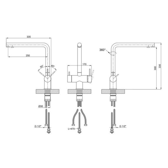Змішувач для кухні Lidz Aria 24F-SFS, F-подібний з використанням фільтрованої води | Зображення 1