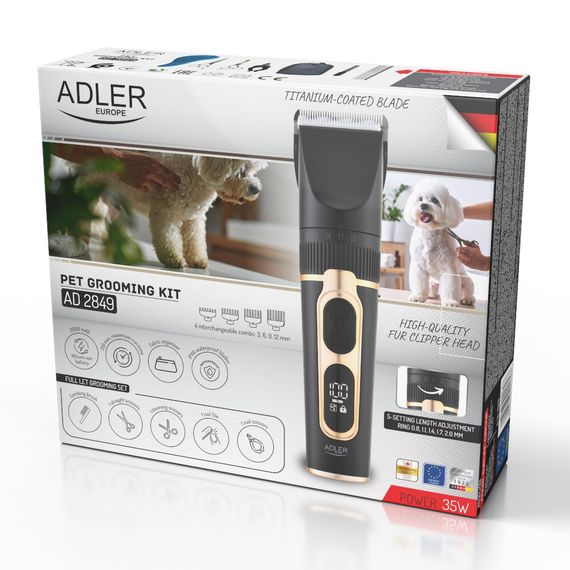 Машинка для стрижки животных Adler AD 2849, триммер для собак и кошек, набор для груминга | Зображення 9