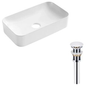 Комплект Qtap Tern: Раковина накладна прямокутна 610x350x135 мм WHITE + Донний клапан PU02 (QT17112270WN47304)