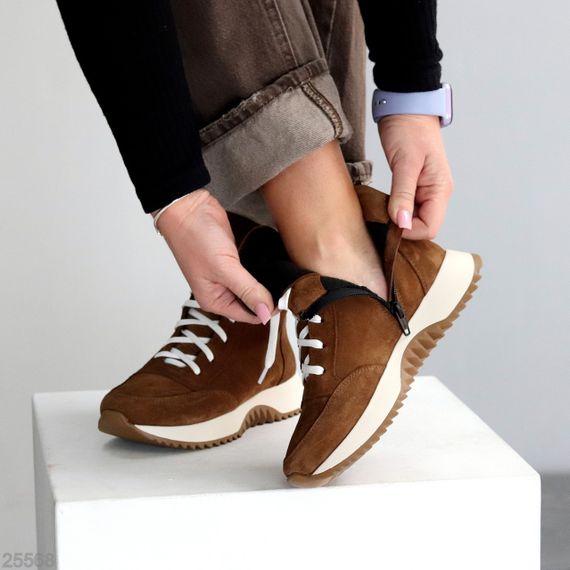 Шикарні спортивні замшеві руді черевики на флісі | Зображення 4