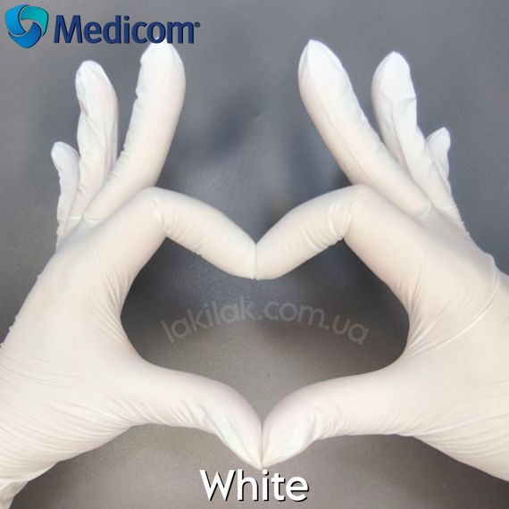 Перчатки нитриловые Medicom White размер M 3,5гр (белые) 100 шт