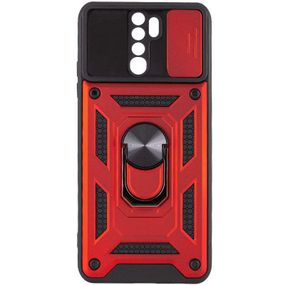 Ударостійкий чохол Camshield Serge Ring для Xiaomi Redmi Note 8 Pro TPU+PC, Шторка на камеру, Червоний