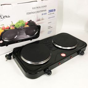 Плита электрическая Suntera DP-1925, электроплита двойная, мощная настольная электроплита. Цвет: черный