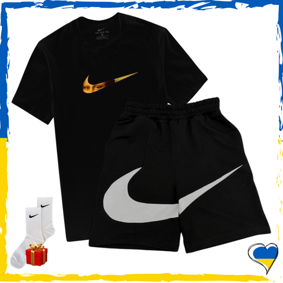 Комплект шорти Nike Big Swoosh та футболка Nike. Комплект Найк Біг Свуш Чорний, XS/S