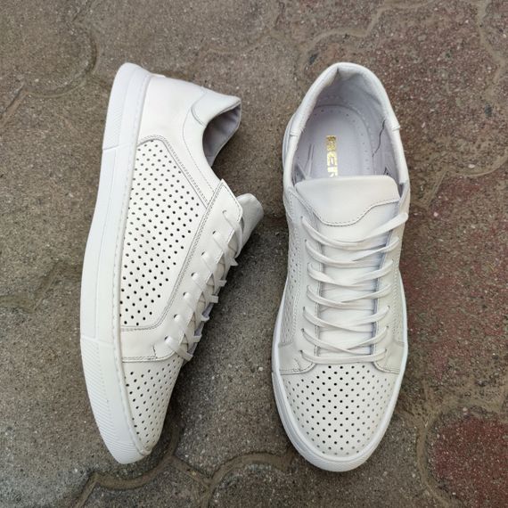 Чоловічі кеди з перфорацією 46 47 48 49 розмір. Білі кеди великого розміру! | Зображення 4