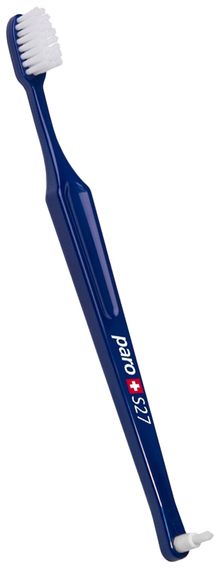 Дитяча зубна щітка paro® children toothbrush S27 м'яка, з монопучковою насадкою в поліетиленовій упаковці, темно-синя
