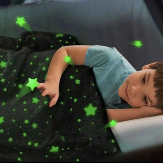 Светящийся в темноте плед плюшевое покрывало Blanket kids Magic Star 150х100 см флисовое одеяло. Цвет: серый | Зображення 6