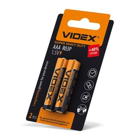 Батарейка сольова Videx R03P/AAA 2шт SMALL BLISTER(Ціна вказана за 1 шт)