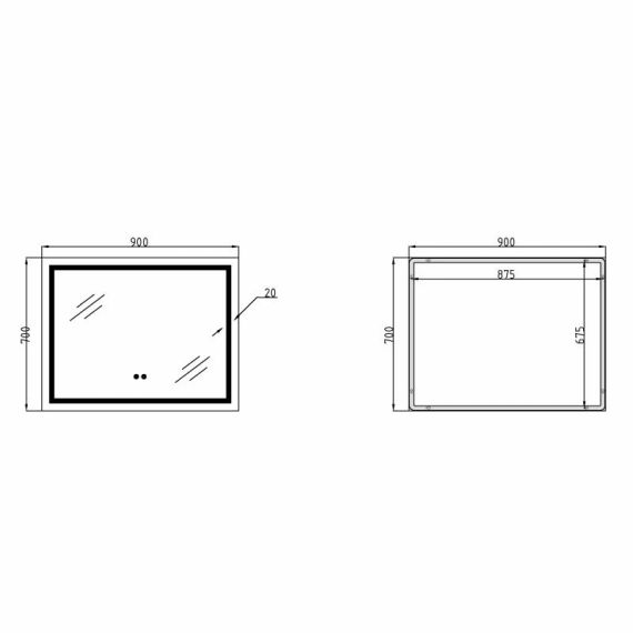 Зеркало Qtap Mideya 900х700 с LED-подсветкой Touch, с антизапотеванием, с диммером QT2078NCF9070W | Зображення 1
