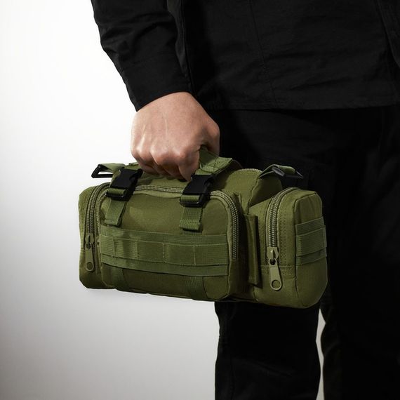 Сумка - підсумок тактична поясна Tactical військова, сумка нагрудна з ременем на плече 5 літрів кордура хакі QO-74 | Зображення 1