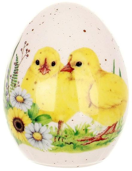 Великоднє керамічне яйце "Happy Easter" Курчата Ø7.5х10см, декоративне яйце