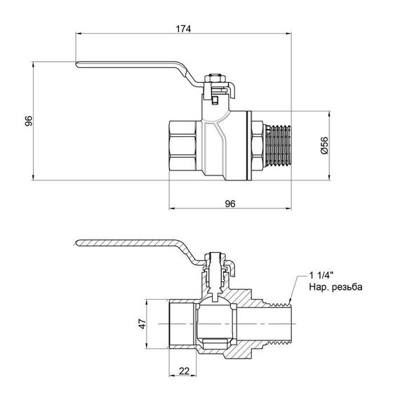 Кран кульовий Thermo Alliance Forte 1 1/4 ВН для води (ручка) SF605W32 | Зображення 1